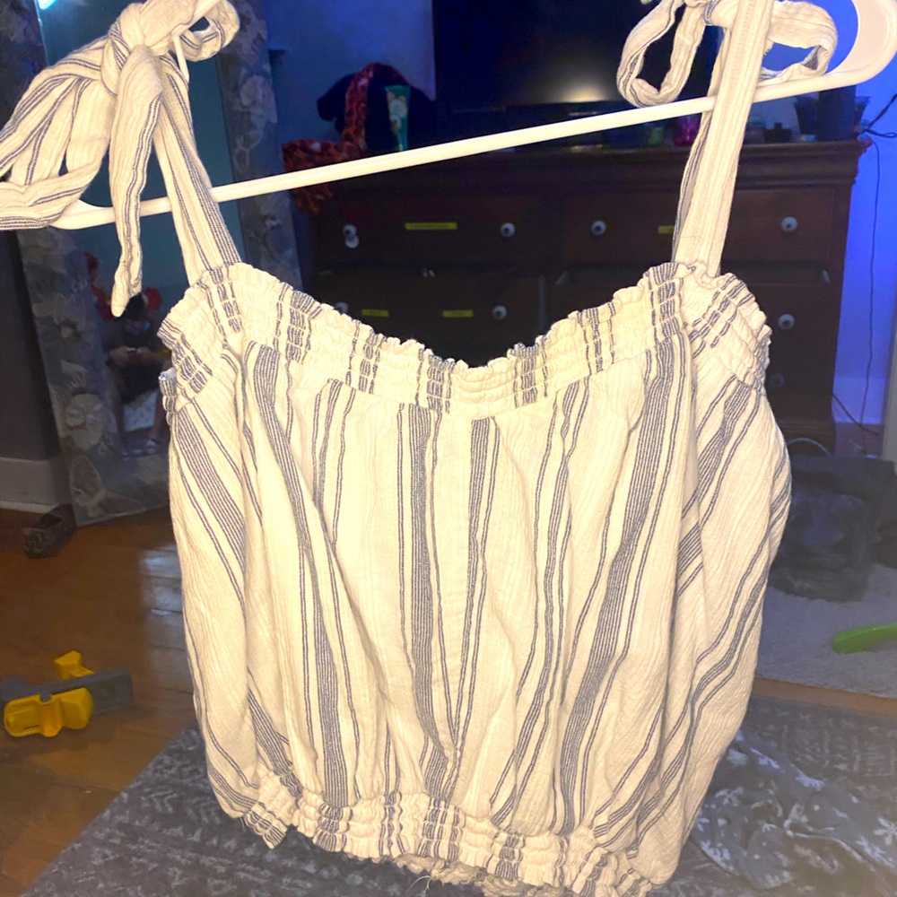 Striped cotton blue and white top